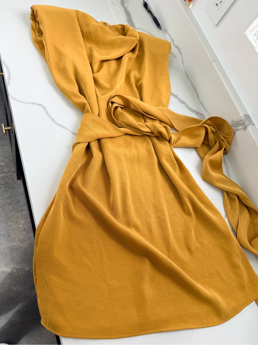 Zara Mustard Yellow Mini Wrap Dress